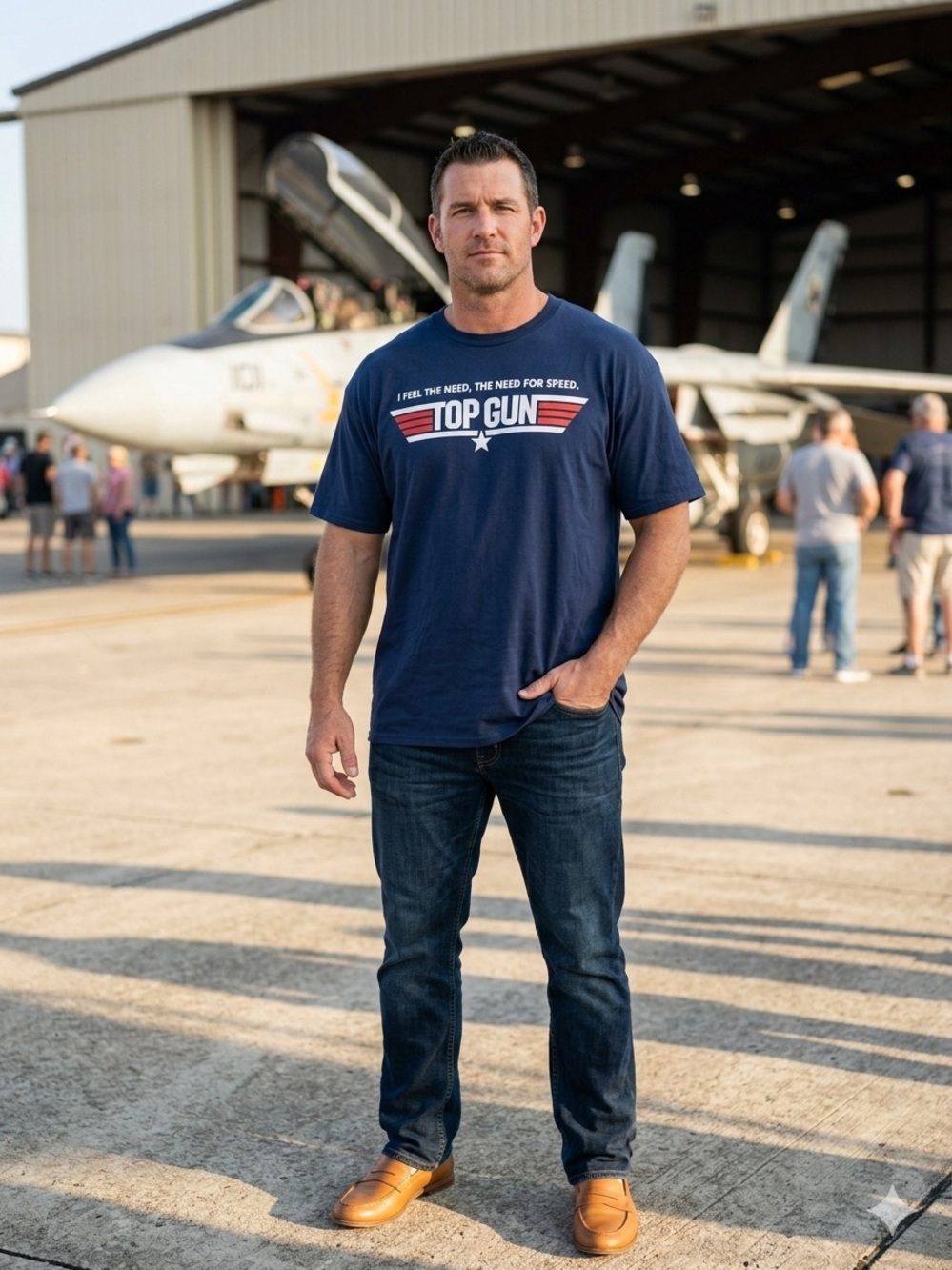 Vintage Navy Blue Top Gun Graphic Tee - Men's Casual Shirt- Size XXL